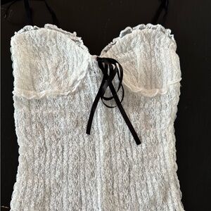 White Fox Boutique Lace Tank Top - White and Black